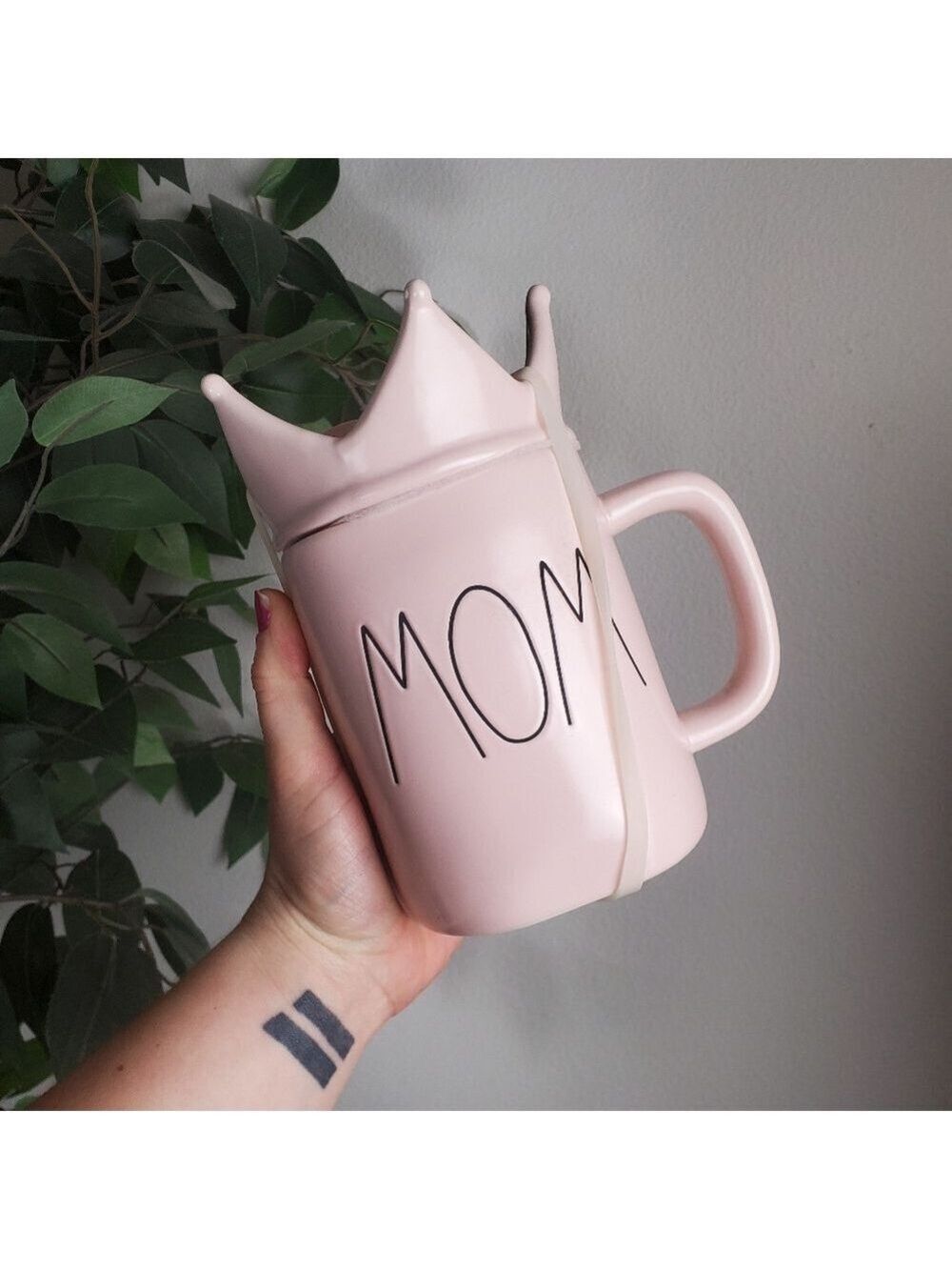 Rae Dunn Pink MOM Mug Crowned Artisan Collection